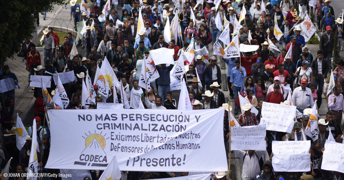 Miembros de CODECA en una manifestación en Guatemala