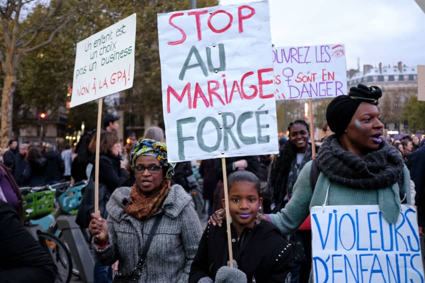 Manifestación contra los matrimonis forzados