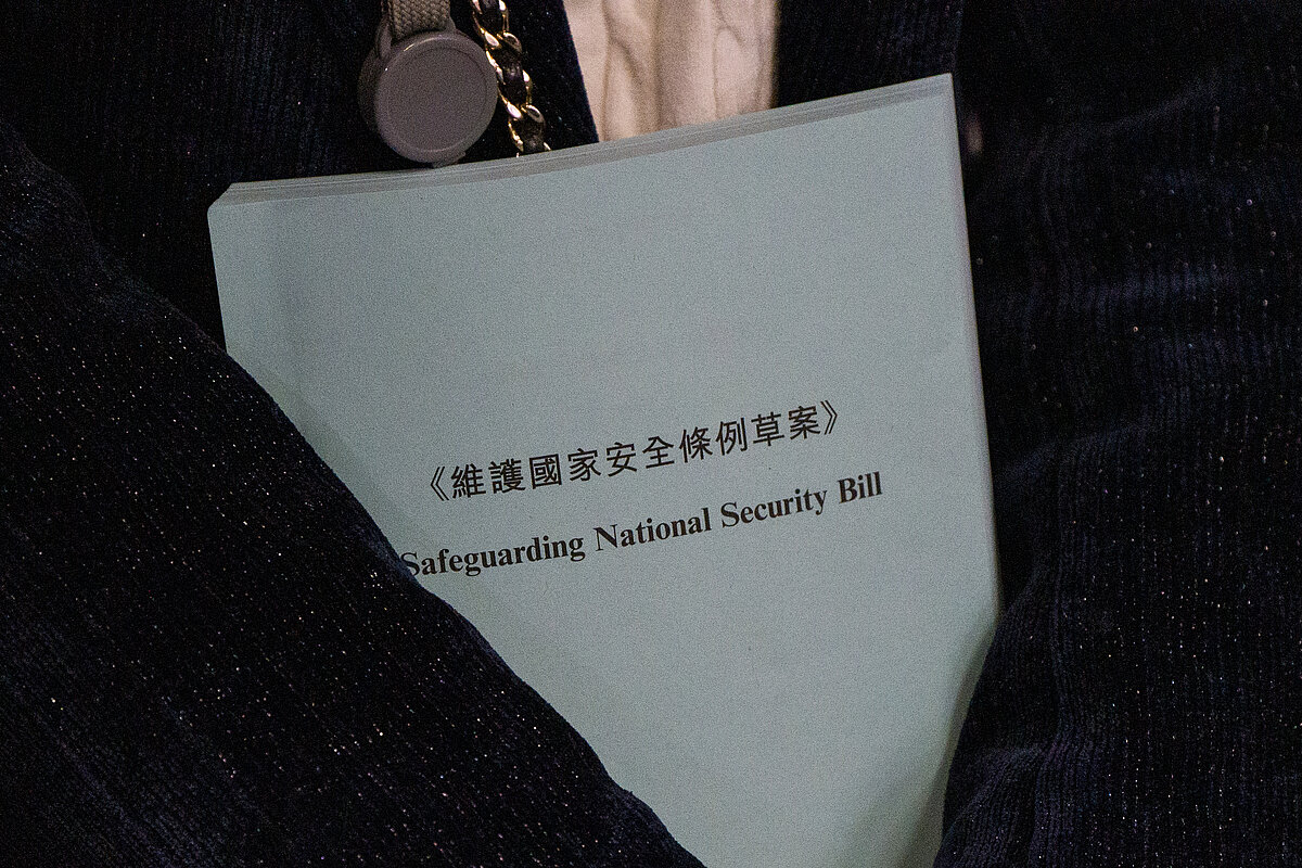 Los miembros del Consejo Legislativo celebran el 8 de marzo en Hong Kong la lectura del proyecto de Ley de Salvaguarda de la Seguridad Nacional.