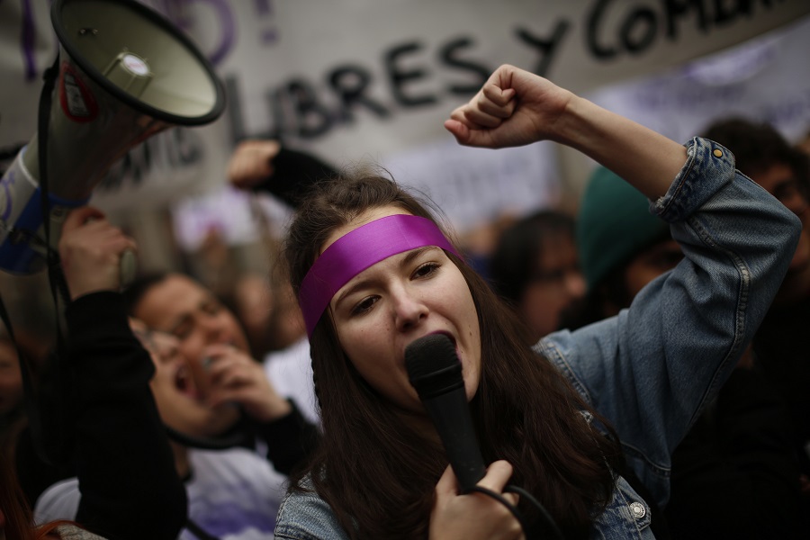 Protesta a favor de los derechos de la mujer en el Día Internacional de la Mujer
