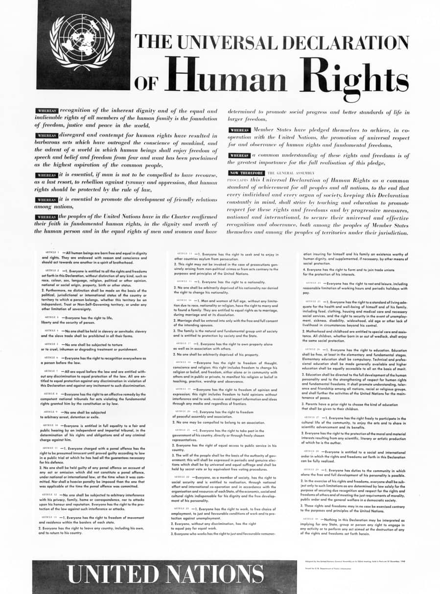 cartel que representa la Cartel de la Declaración Universal de los Derechos Humanos