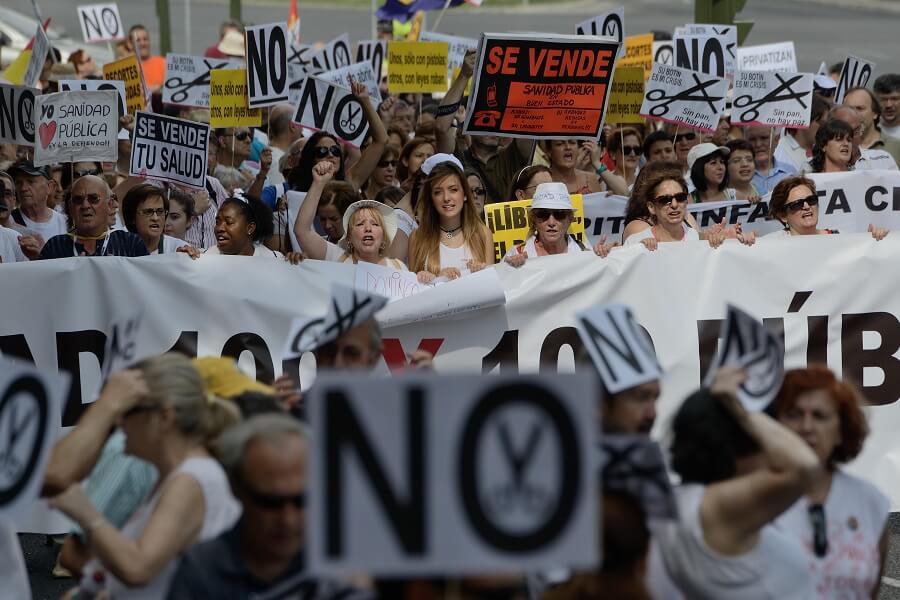 Manifestación contra los recortes sanitarios.