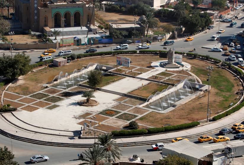 Vista de la plaza de Al Firdous, donde los marines estadounidenses derribaron la estatua de Sadam Hussein, en el centro de Bagdad