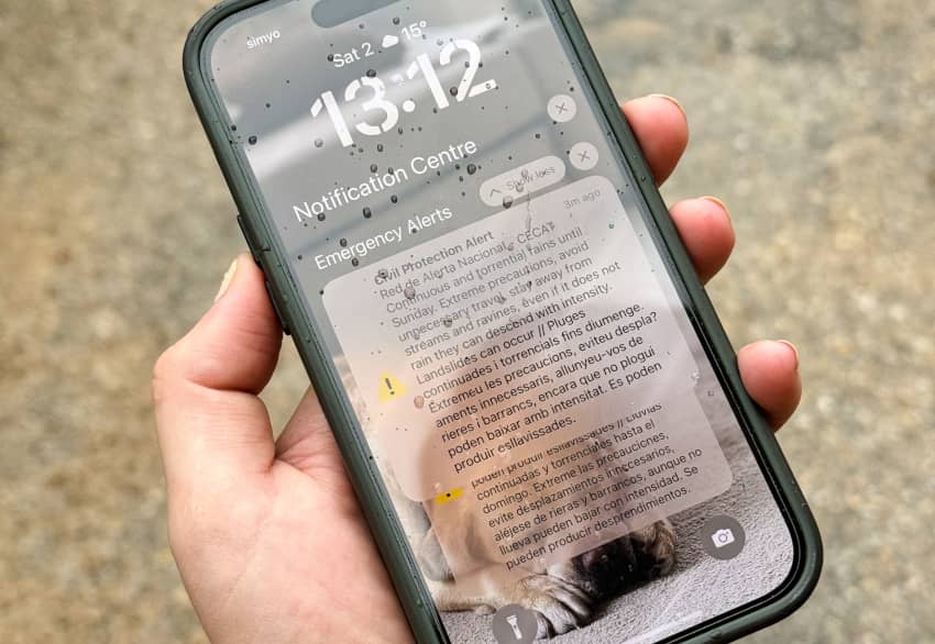 Una alerta de emergencia de Protección Civil 