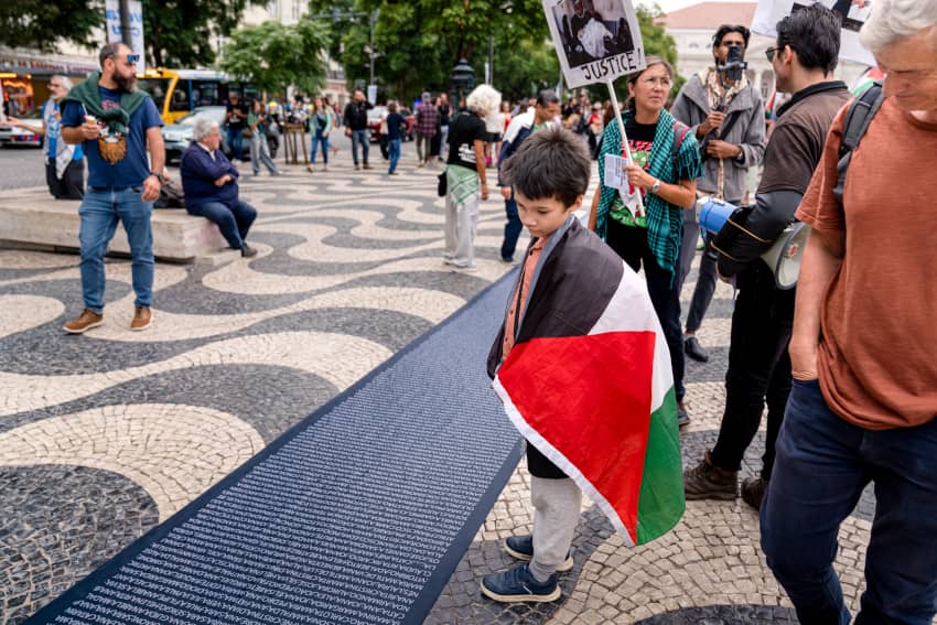 Manifestación en Lisboa en apoyo a la población palestina, octubre de 2025.
