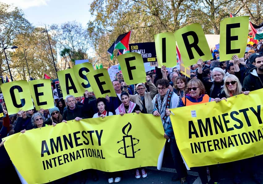 mnistía Internacional participó en la manifestación Ceasefire Now en Londres