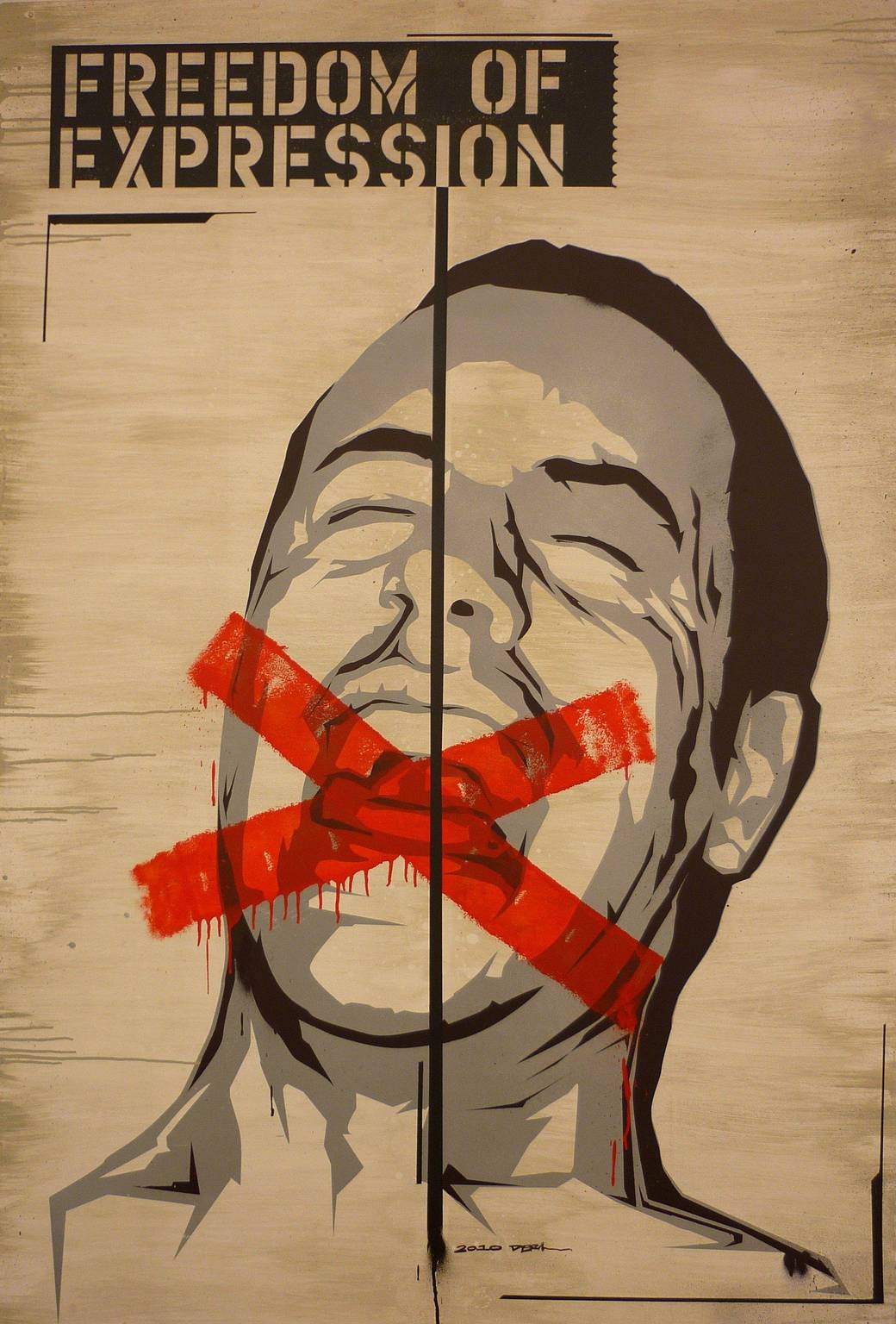 Cartel a favor de la libertad de expresiÃ³n con motivo del Festival de Arte Edimburgo en 2010. Amnesty International UK.